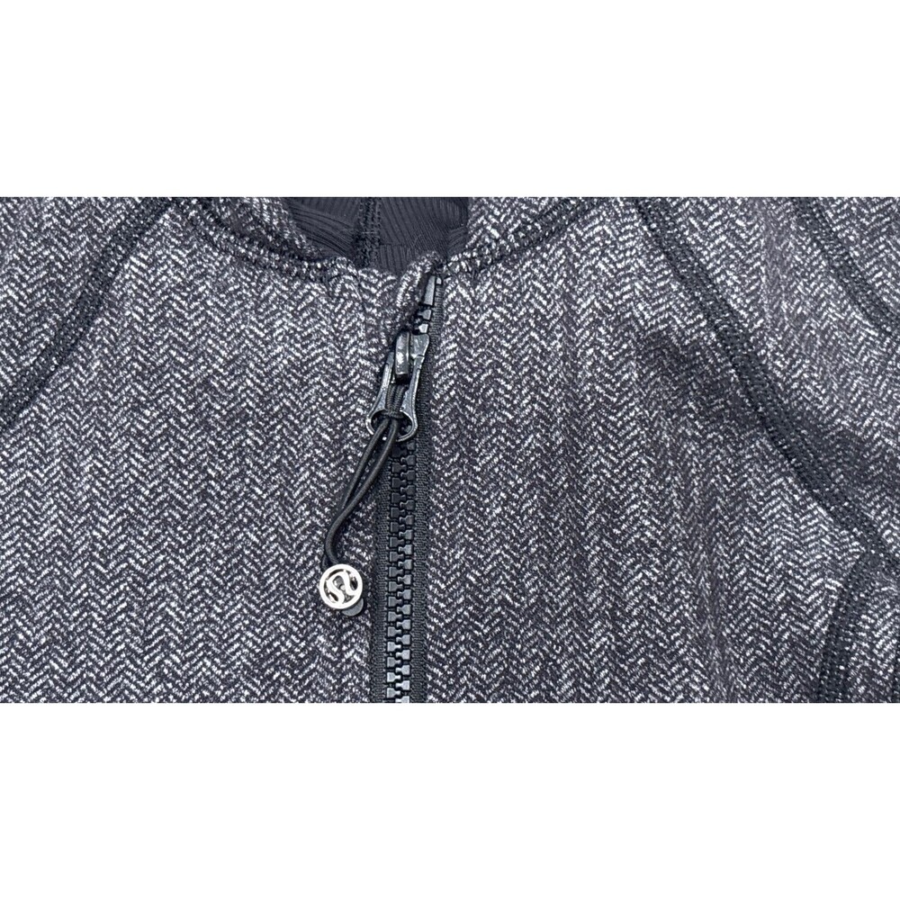 Lululemon Hoodie Herringbone Black Womens Size 2 Full Zip Thumbholes Jacket - Picture 7 of 11